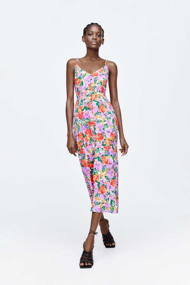 ZARA PRINTED MIDI DRESS MULTICOLORED store